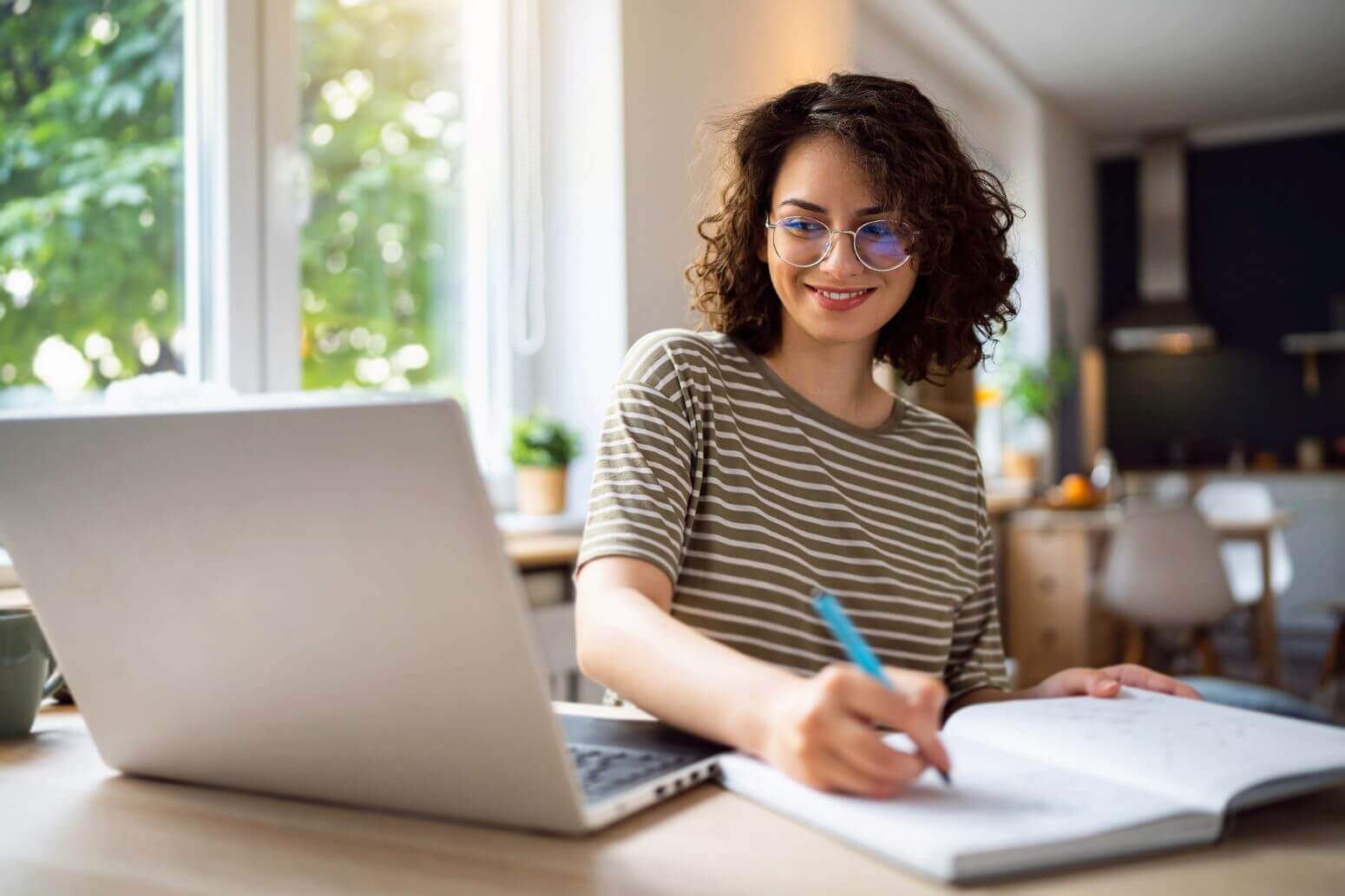 Lady studying at home
